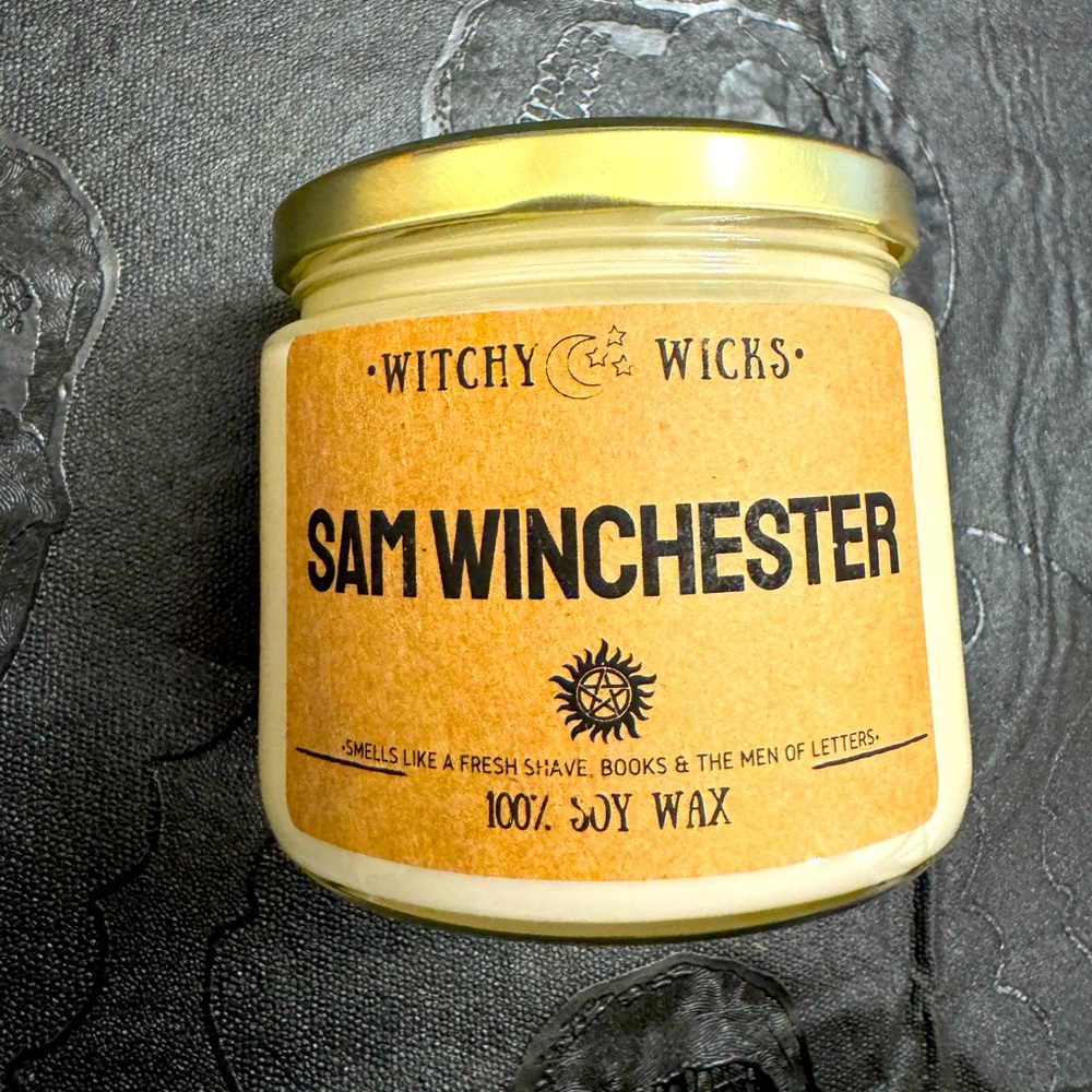 NEW  100% soy candle 12oz  Witchy Wicks “Sam Winchester”